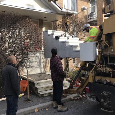 DURING: Pre-cast step replacement