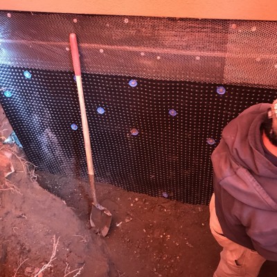 Drainage board installation and diamond lathe